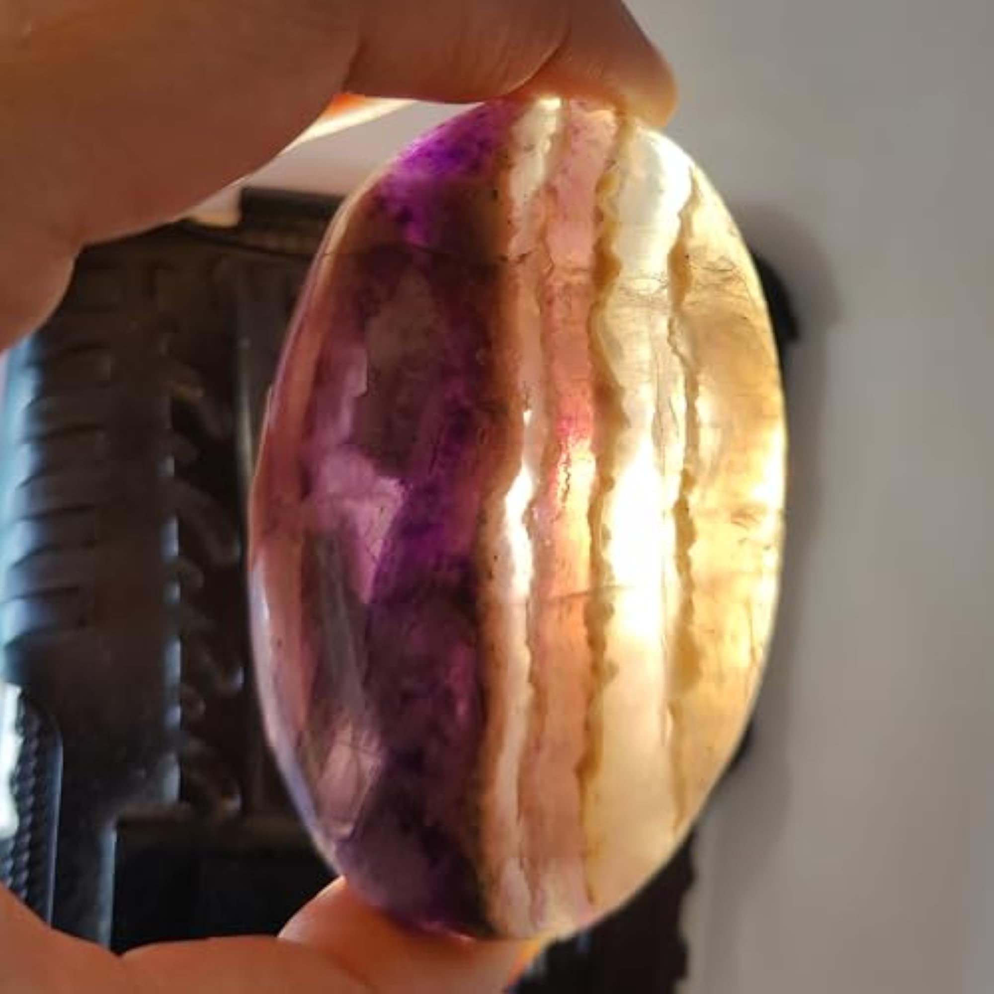 Fluorite Natural Palmstone for Healing and Focus